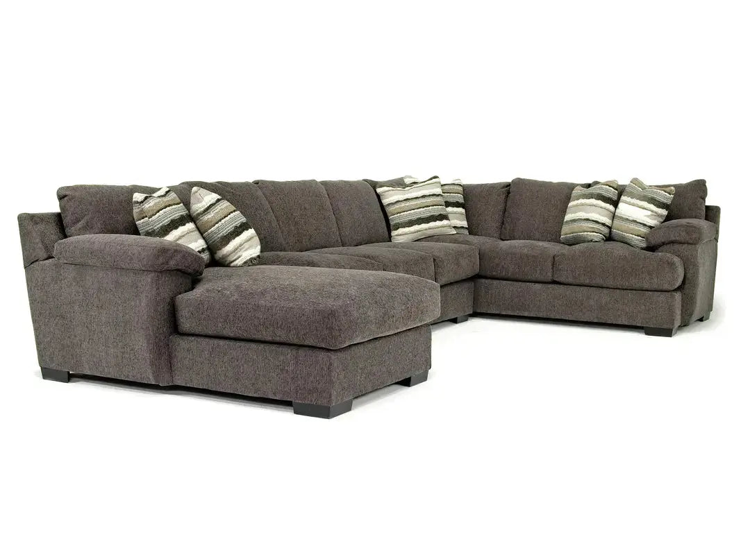 Bermuda Tux Sofa Chaise Sectional In Victory Sterling, Left Facing