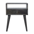 Ash Black Carved Drawer Nightstand
