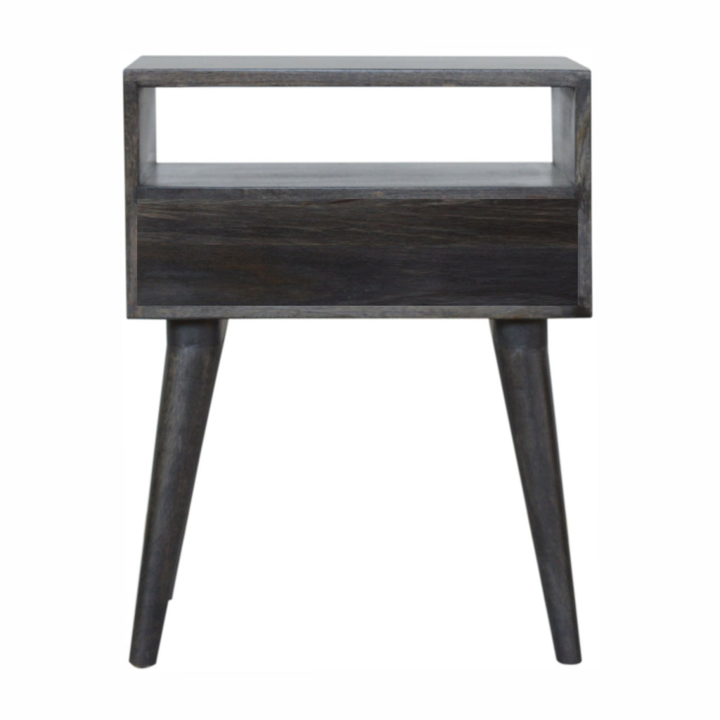 Ash Black Carved Drawer Nightstand