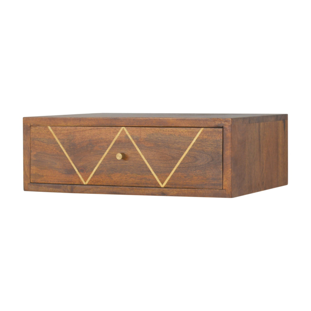 Floating Chestnut Brass Nightstand