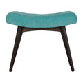 Aqua Cotton Velvet Curved Bench