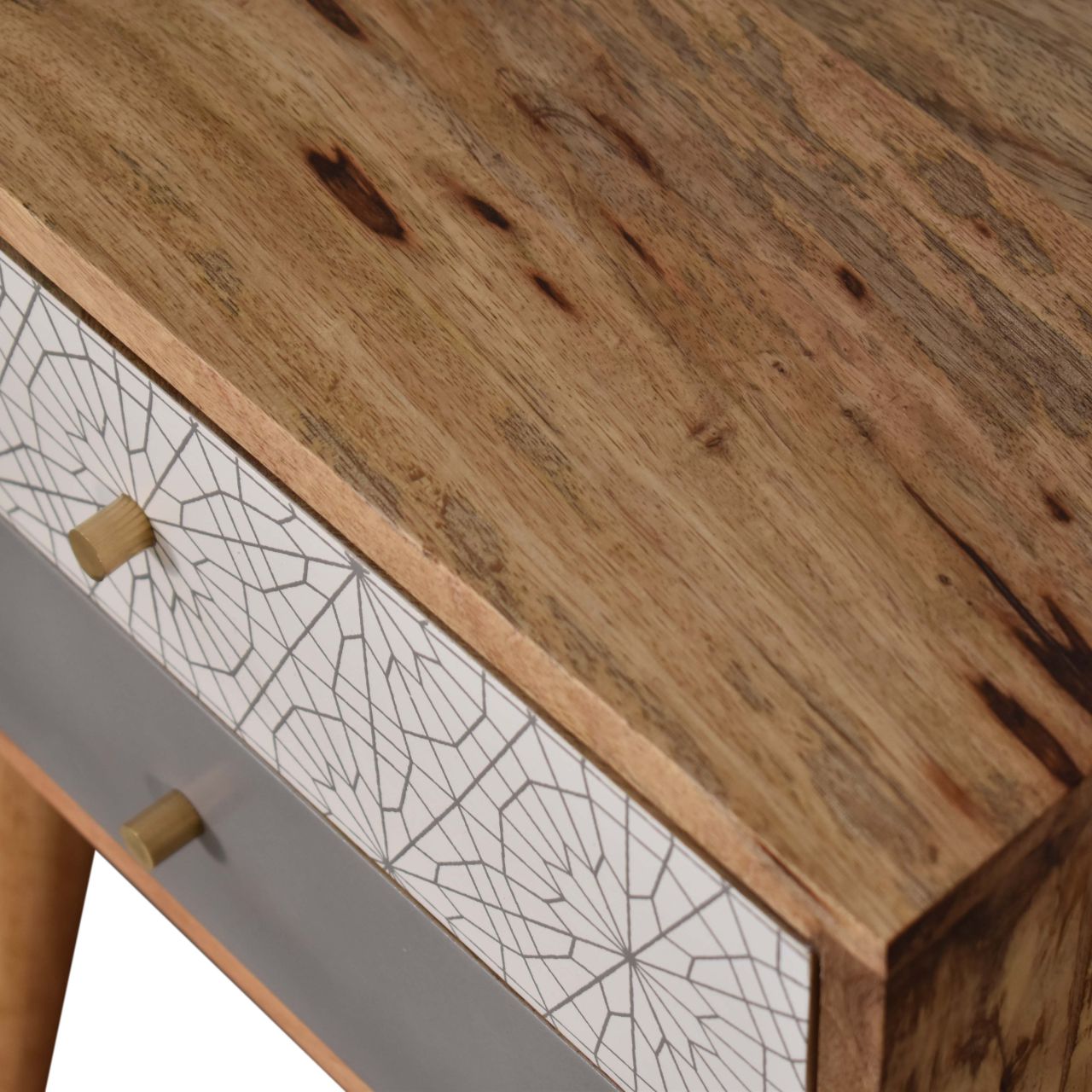 Grey Patterned Nightstand