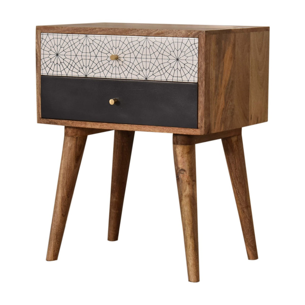 Black Patterned Nightstand