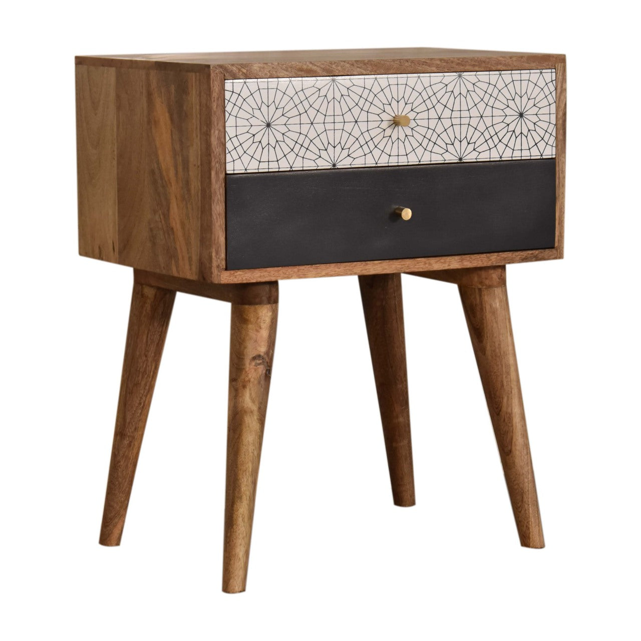 Black Patterned Nightstand