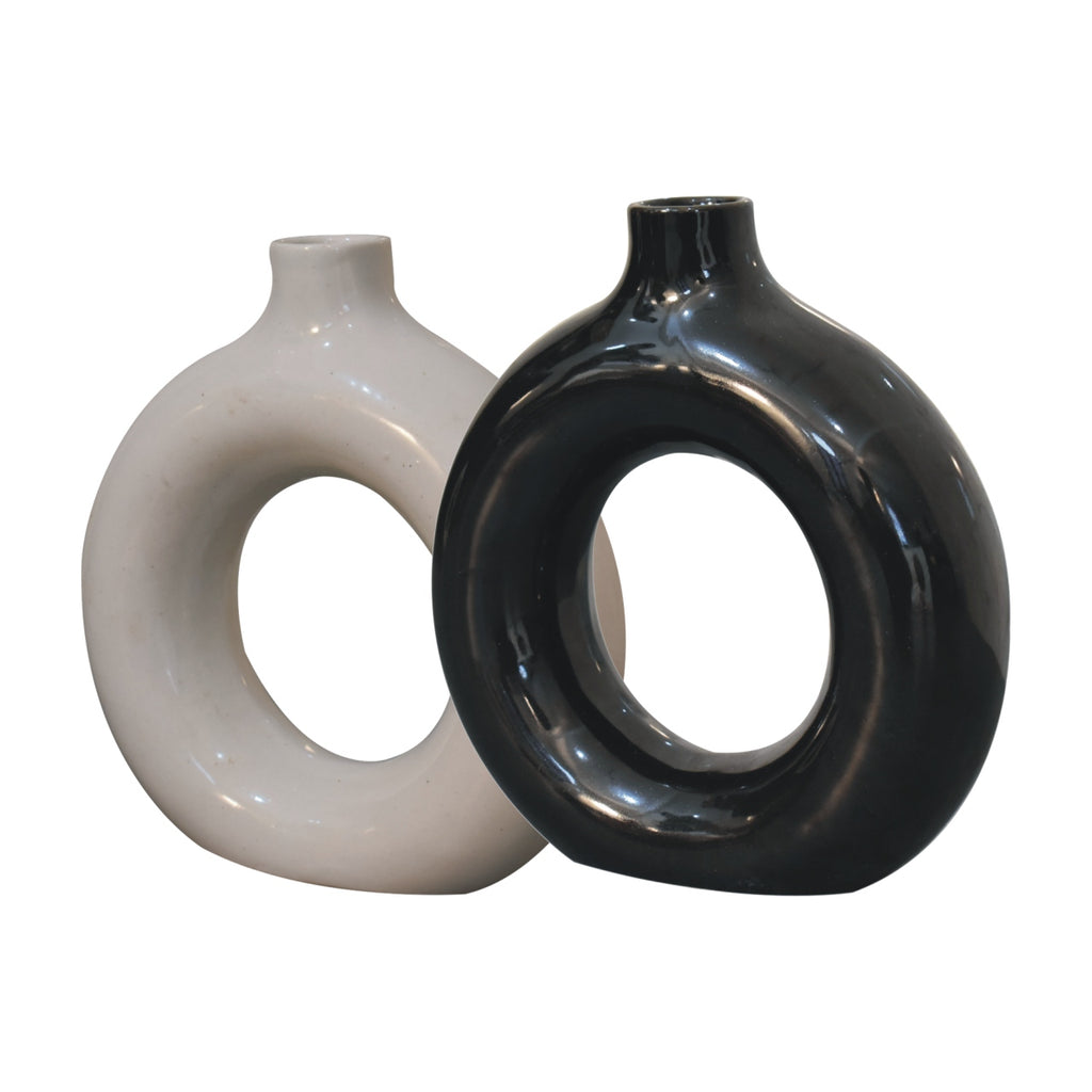 Black &amp; White Gloss Flower Vase