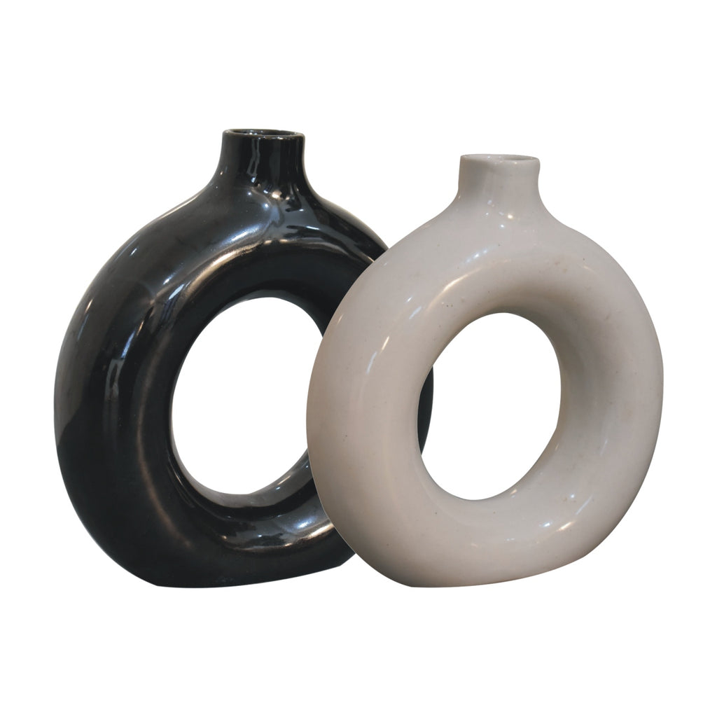 Black &amp; White Gloss Flower Vase