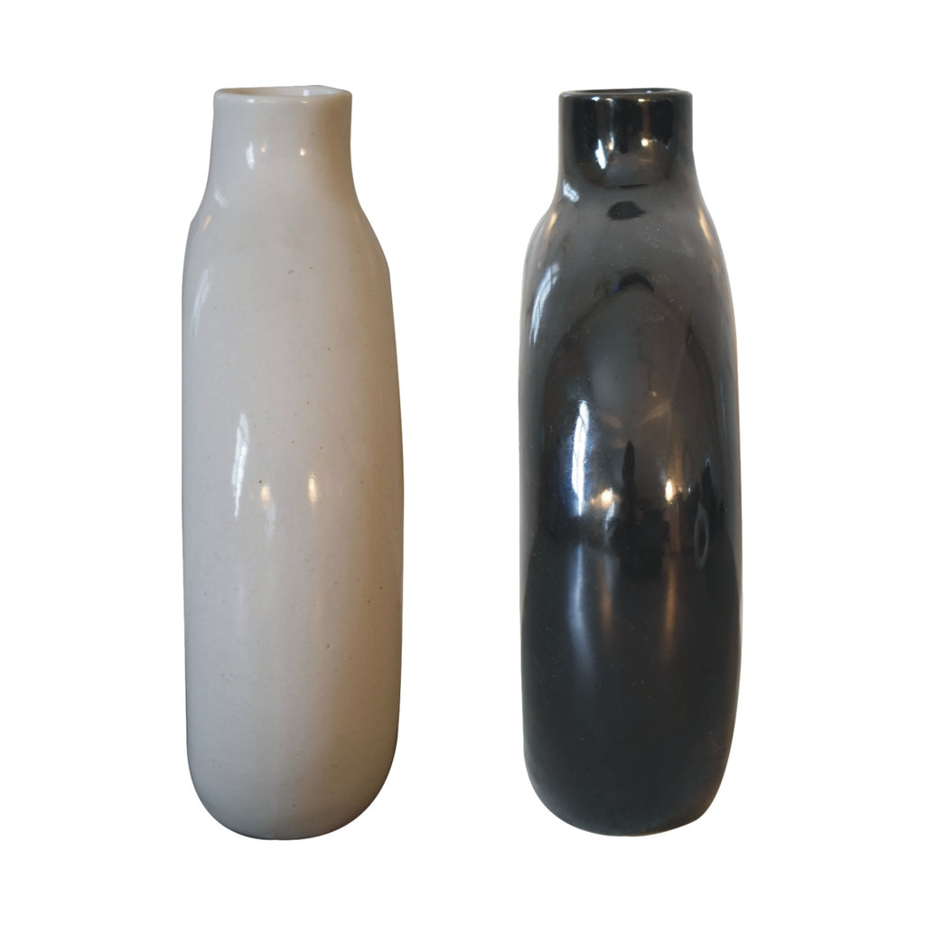 Black &amp; White Gloss Flower Vase
