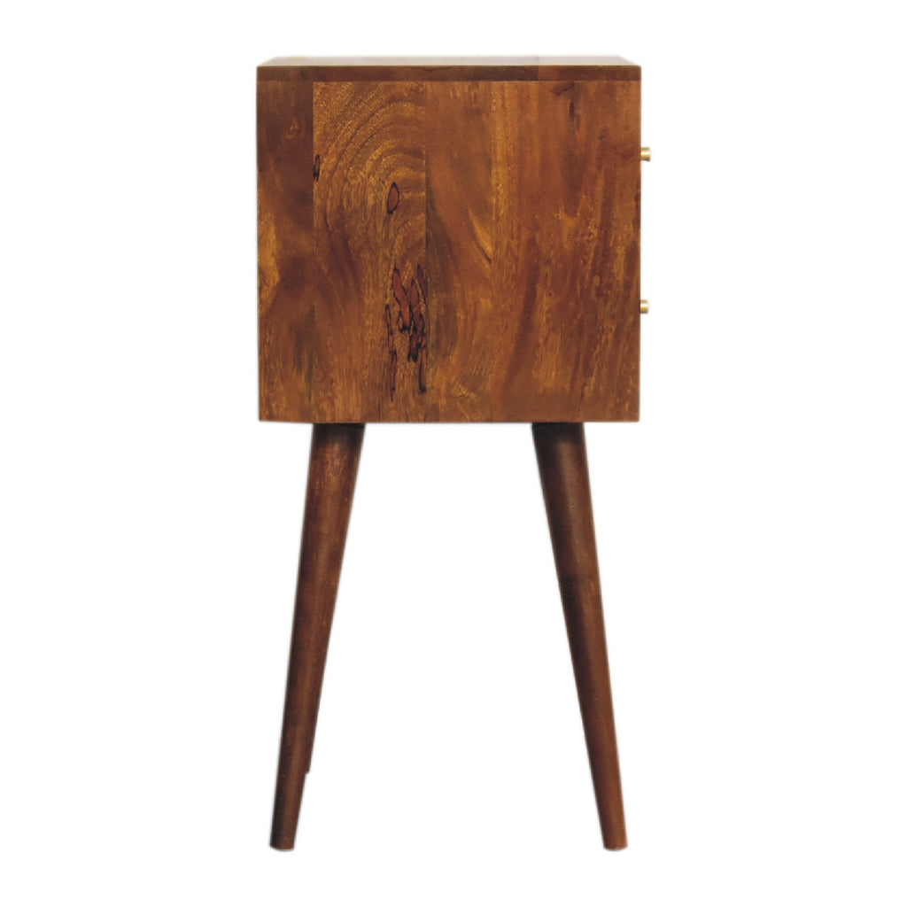 Mini Chestnut Cube 2 Drawer nightstand
