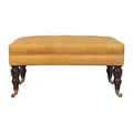 Honey Caramel Buffalo Tan Leather Ottoman with Castor Legs