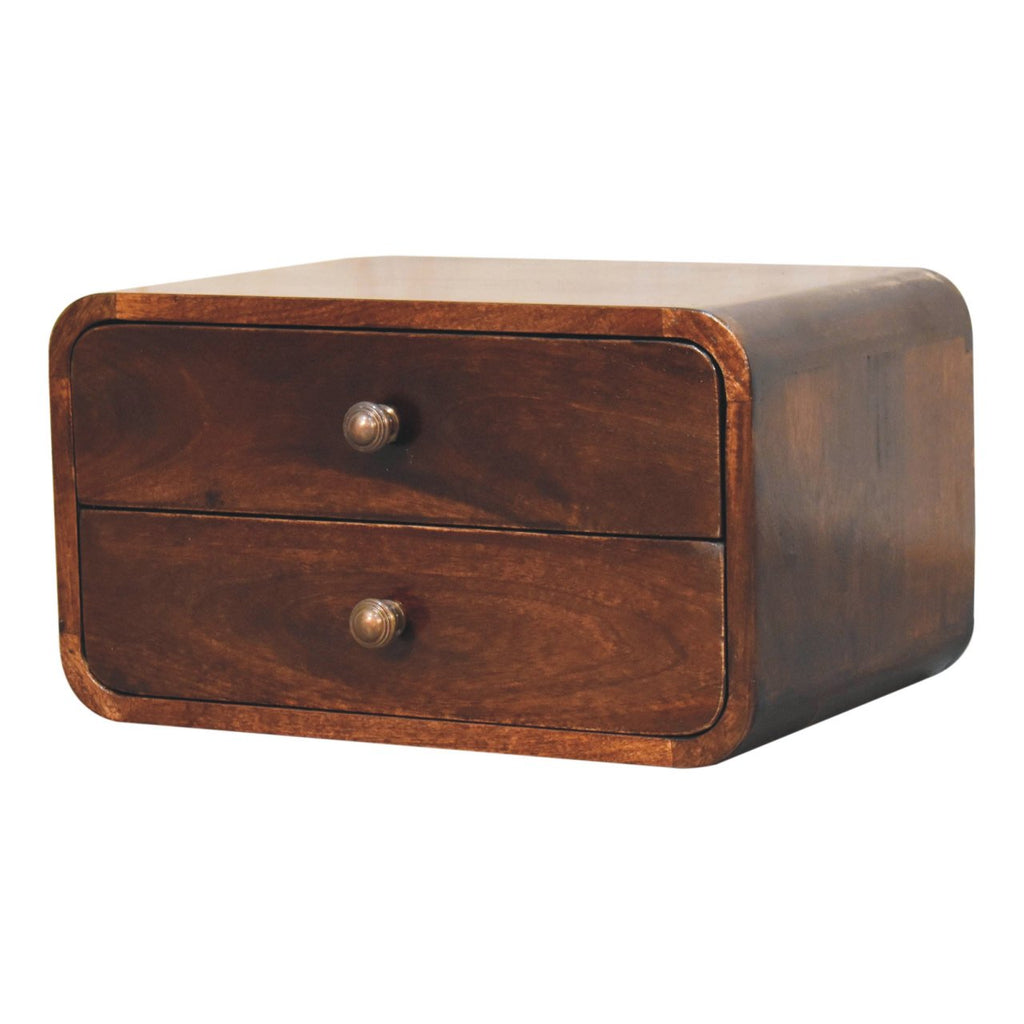 Curved California Walnut Wall Mounted Bedside