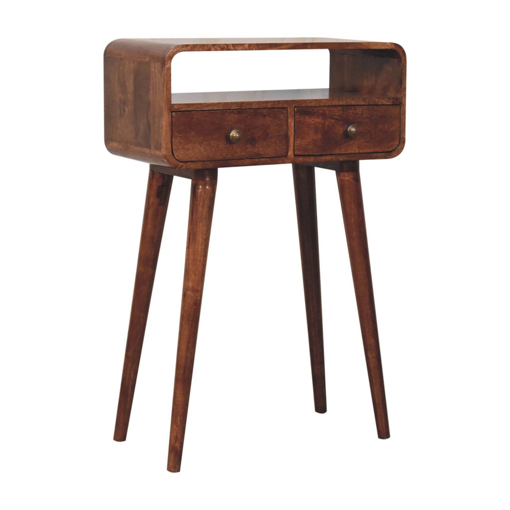 Mini Curved Honey Caramel Console Table