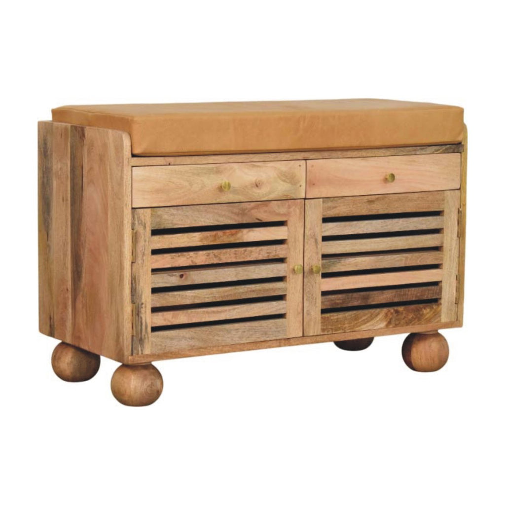 Shutter Oak-ish Shoe Rack with 2 drawers