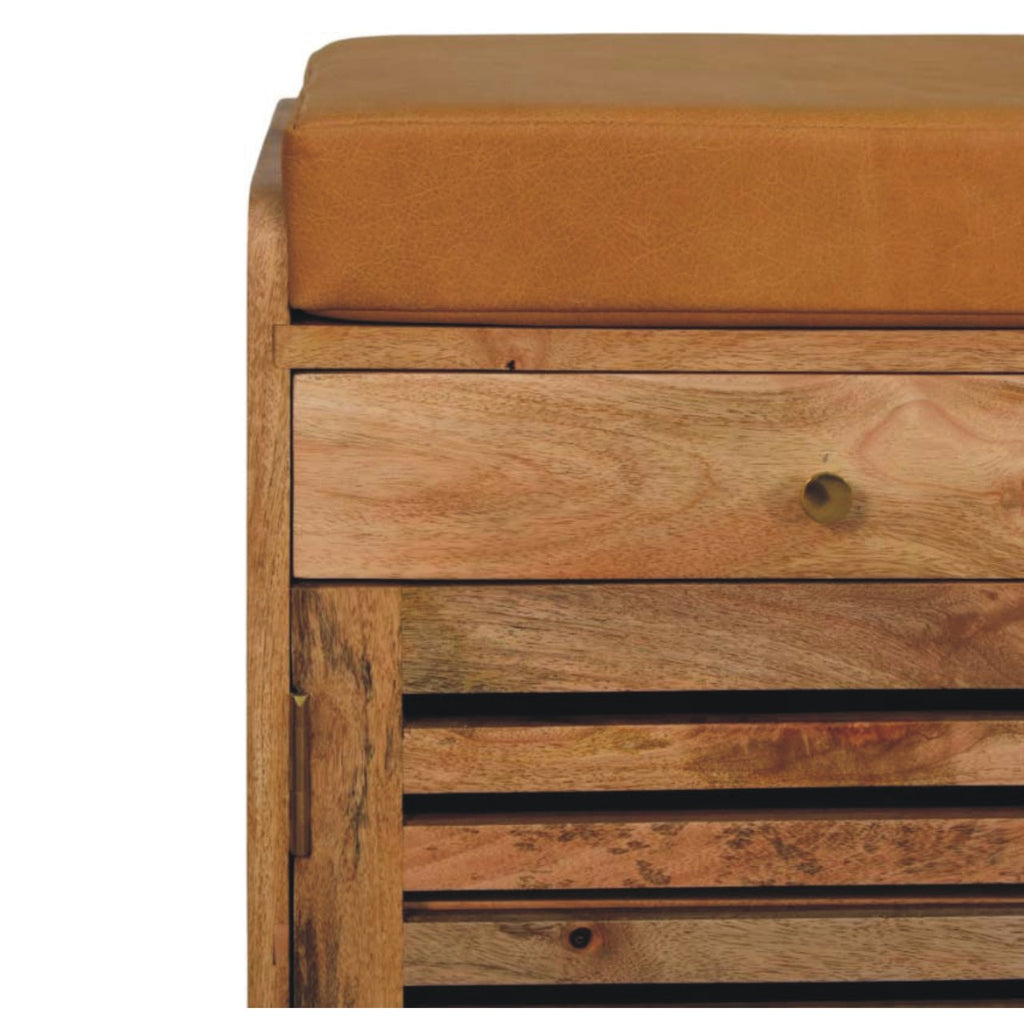 Shutter Oak-ish Shoe Rack with 2 drawers