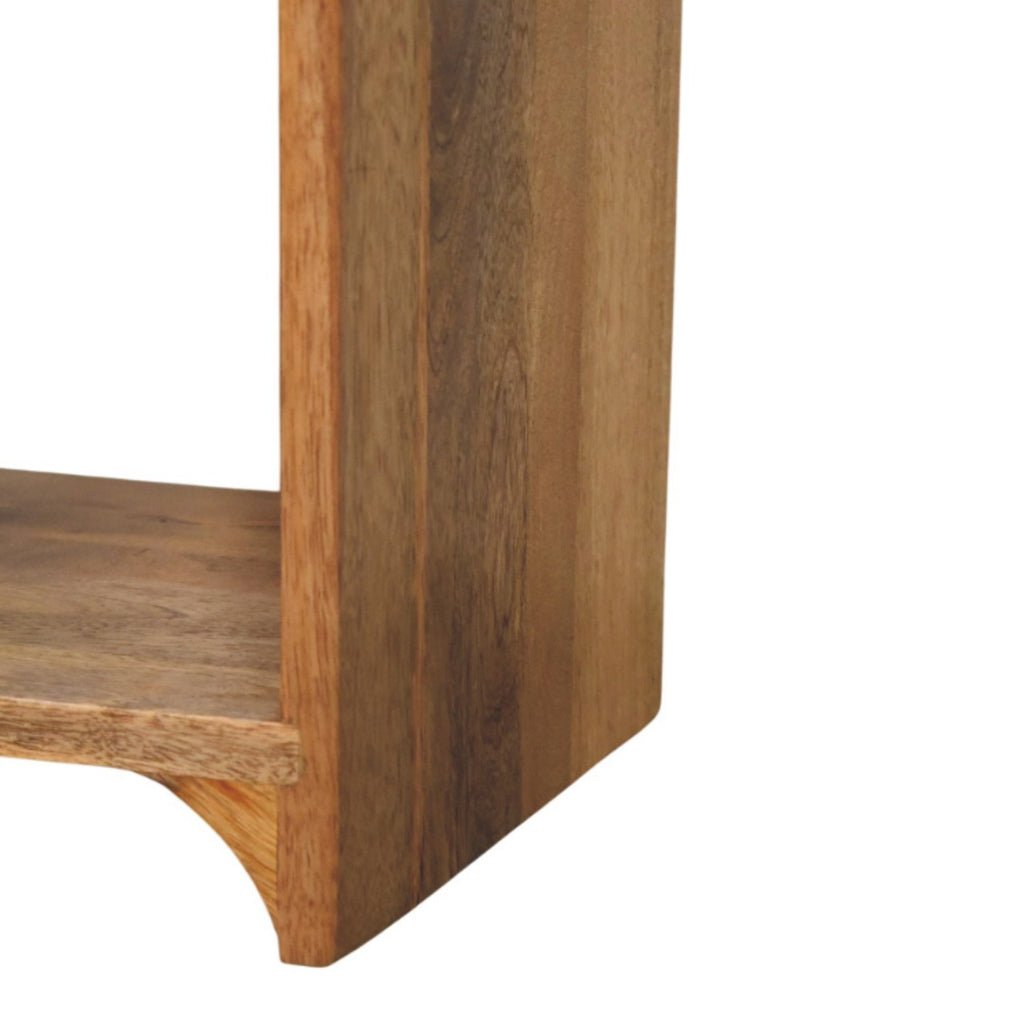 Newton Mini Oak-ish Nightstand with a drawer and open shelf