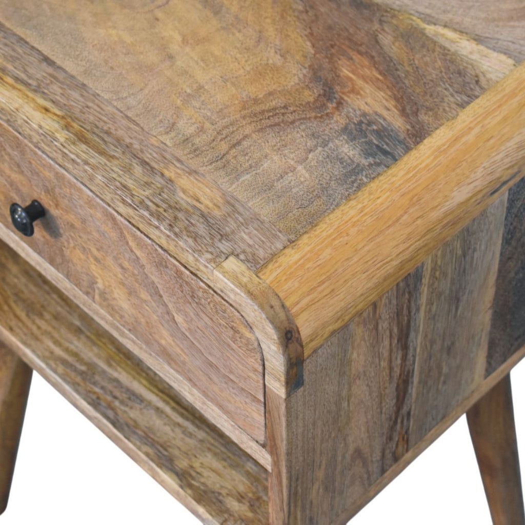 Avora Oak-ish Nightstand with Drawer and open slot