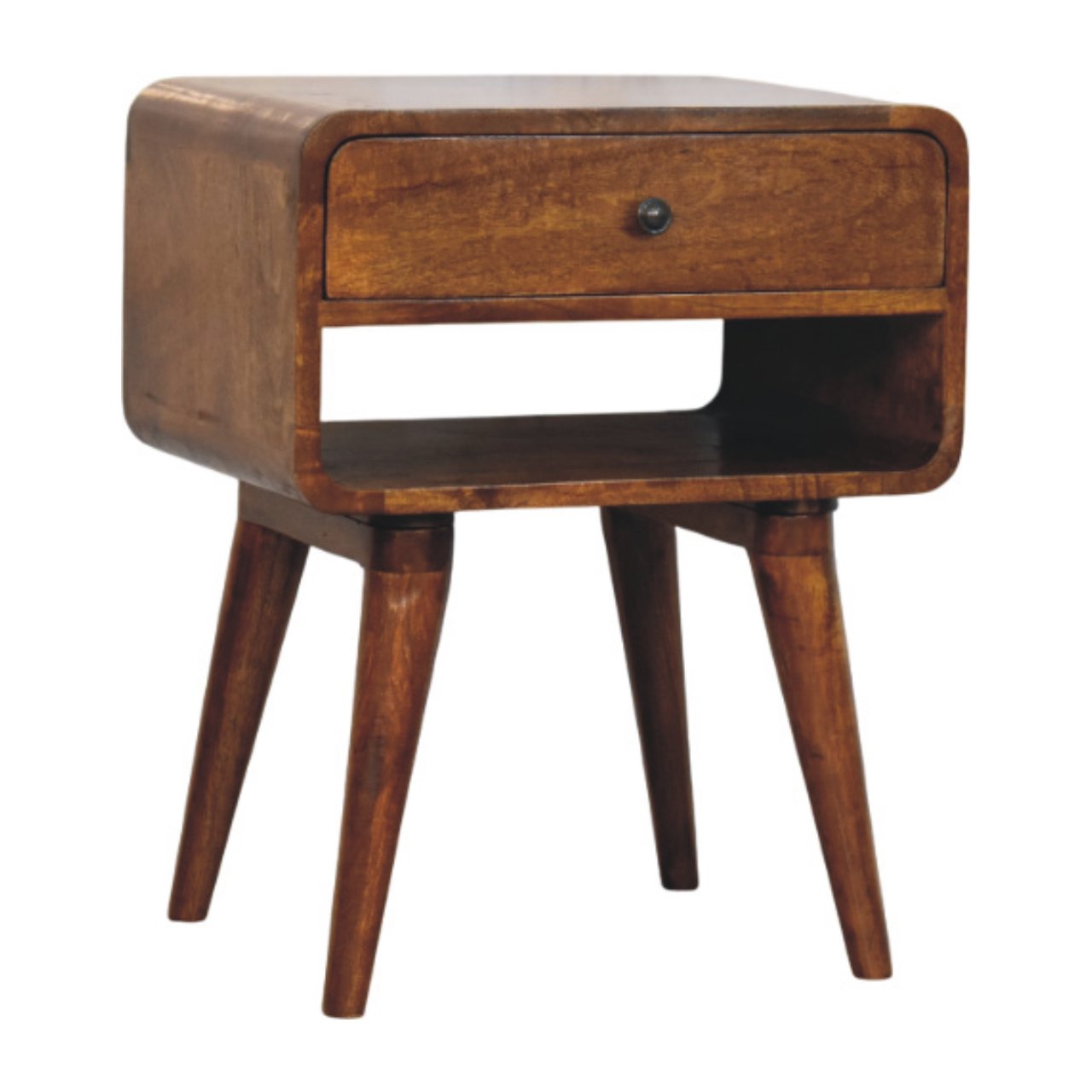 Avora Chestnut Nightstand with Drawer and open slot