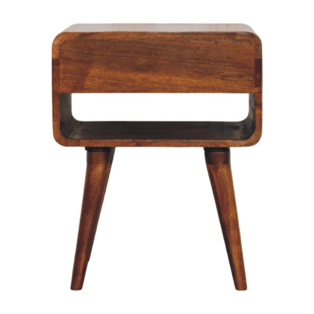 Avora Chestnut Nightstand with Drawer and open slot