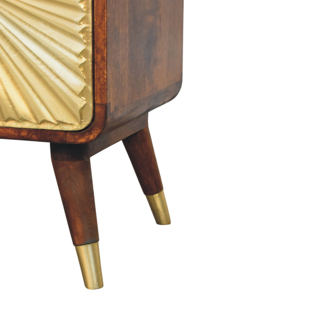 Avora Brass Embossed 2 Drawer Chestnut Nightstand