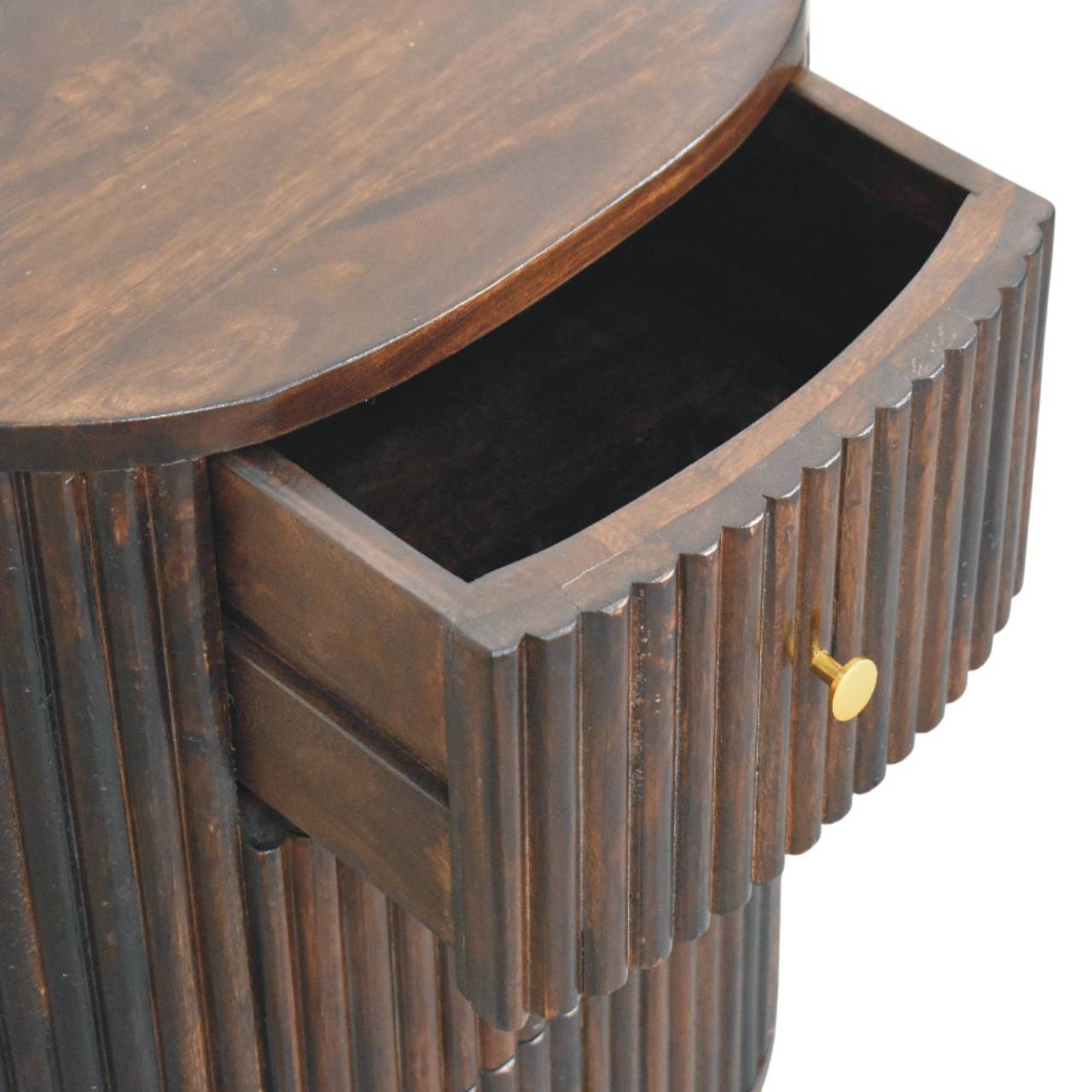Curved Fluted 3-Drawer Bedside