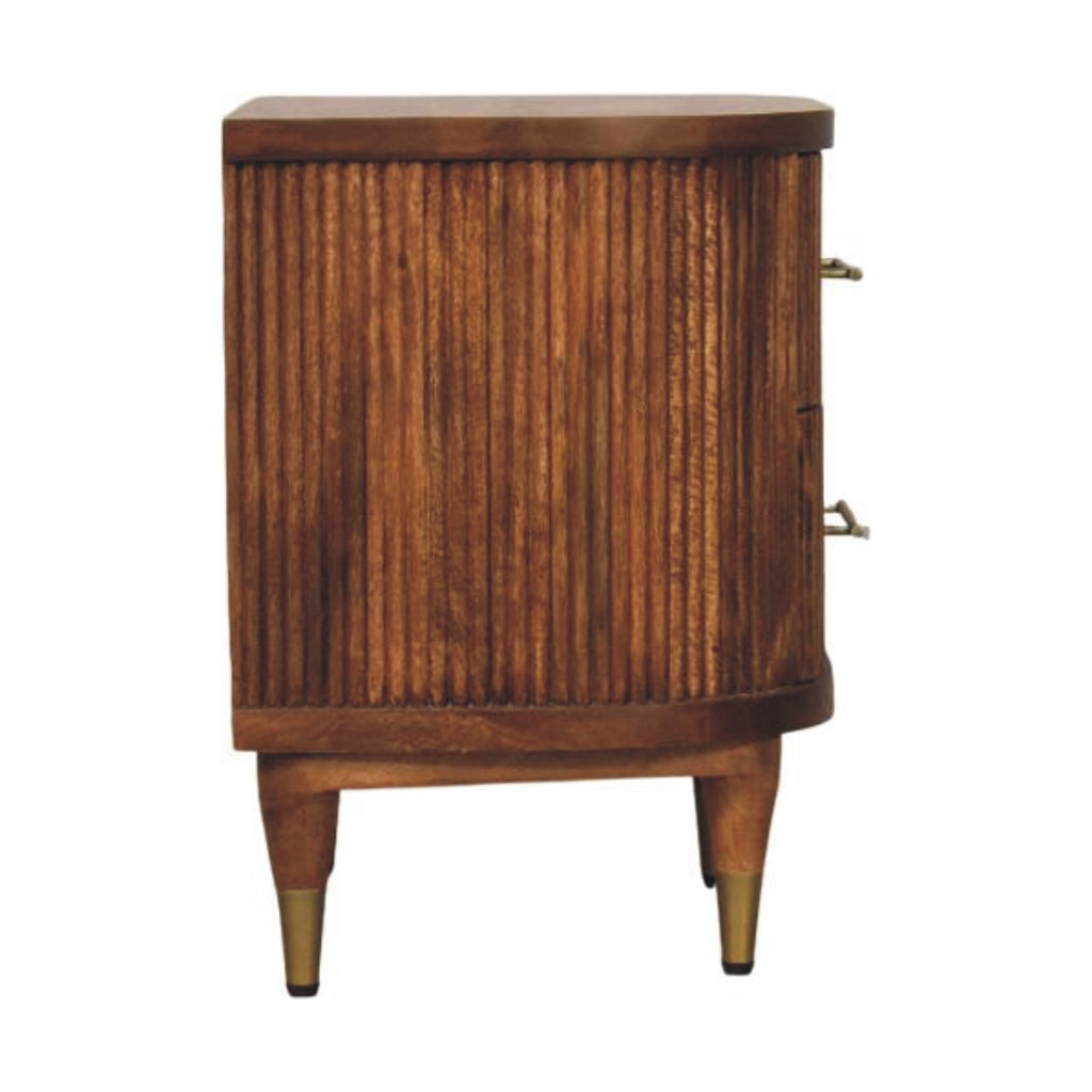 Ribbed Bedside with Brass Accents