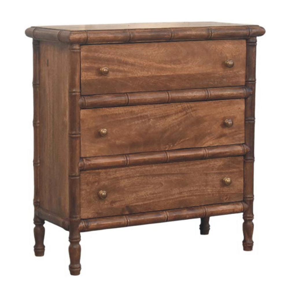 Bamboo Carved 3-Drawer Chest