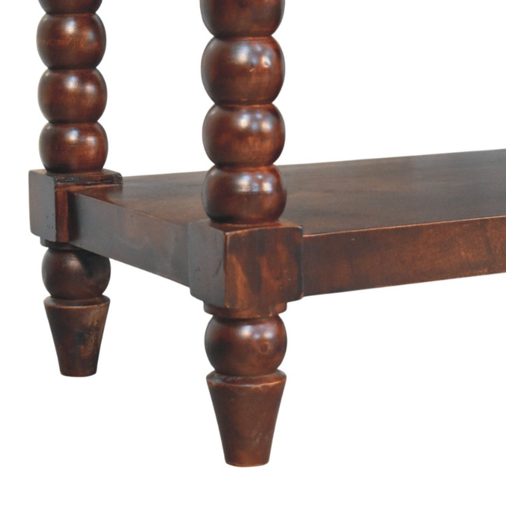 Spindle Winewood Leather Bench