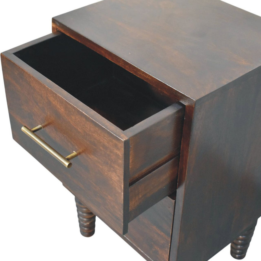 Spindle Mocha Bedside Table