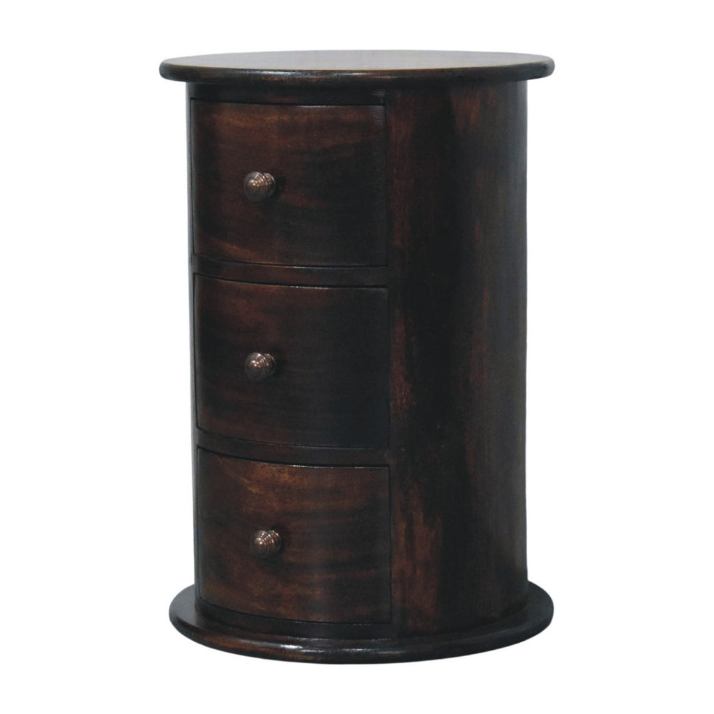 California Walnut Drum 3 Drawer Chest