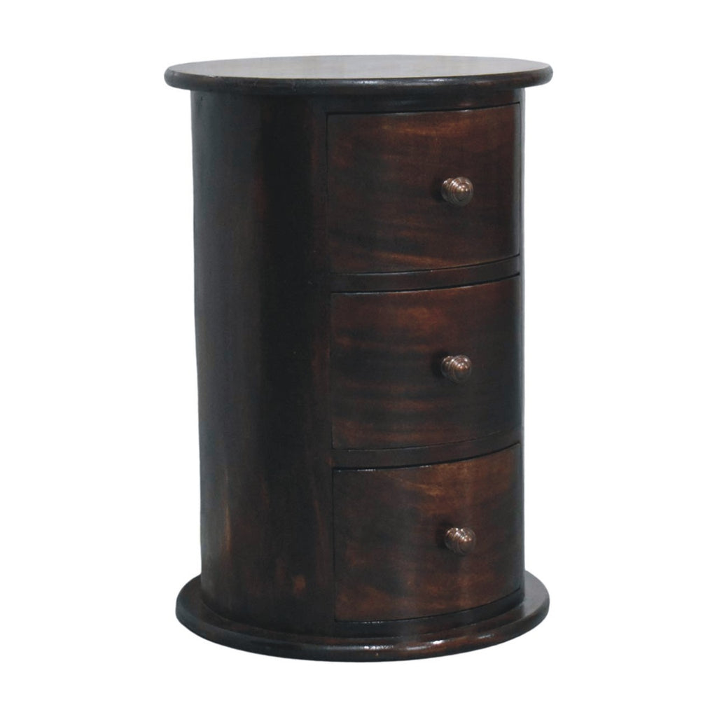 California Walnut Drum 3 Drawer Chest