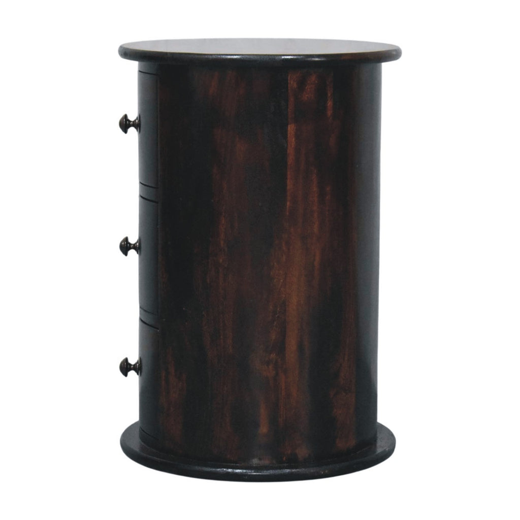 California Walnut Drum 3 Drawer Chest