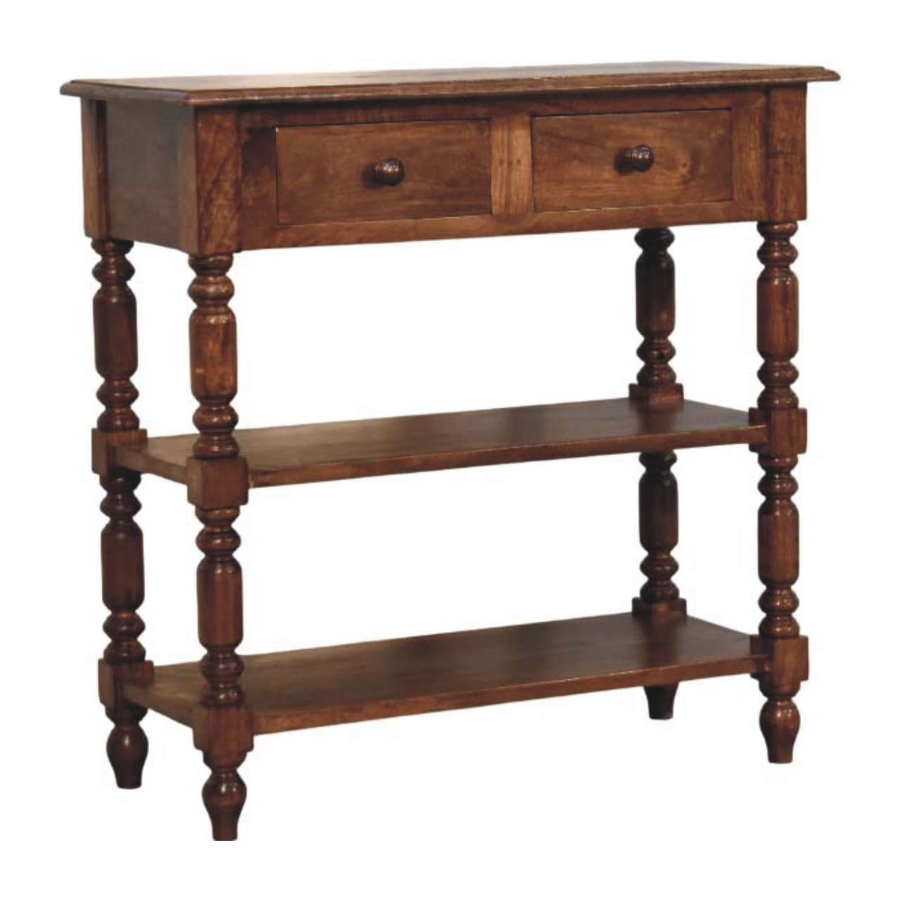 Turned Leg Side Table with Shelves