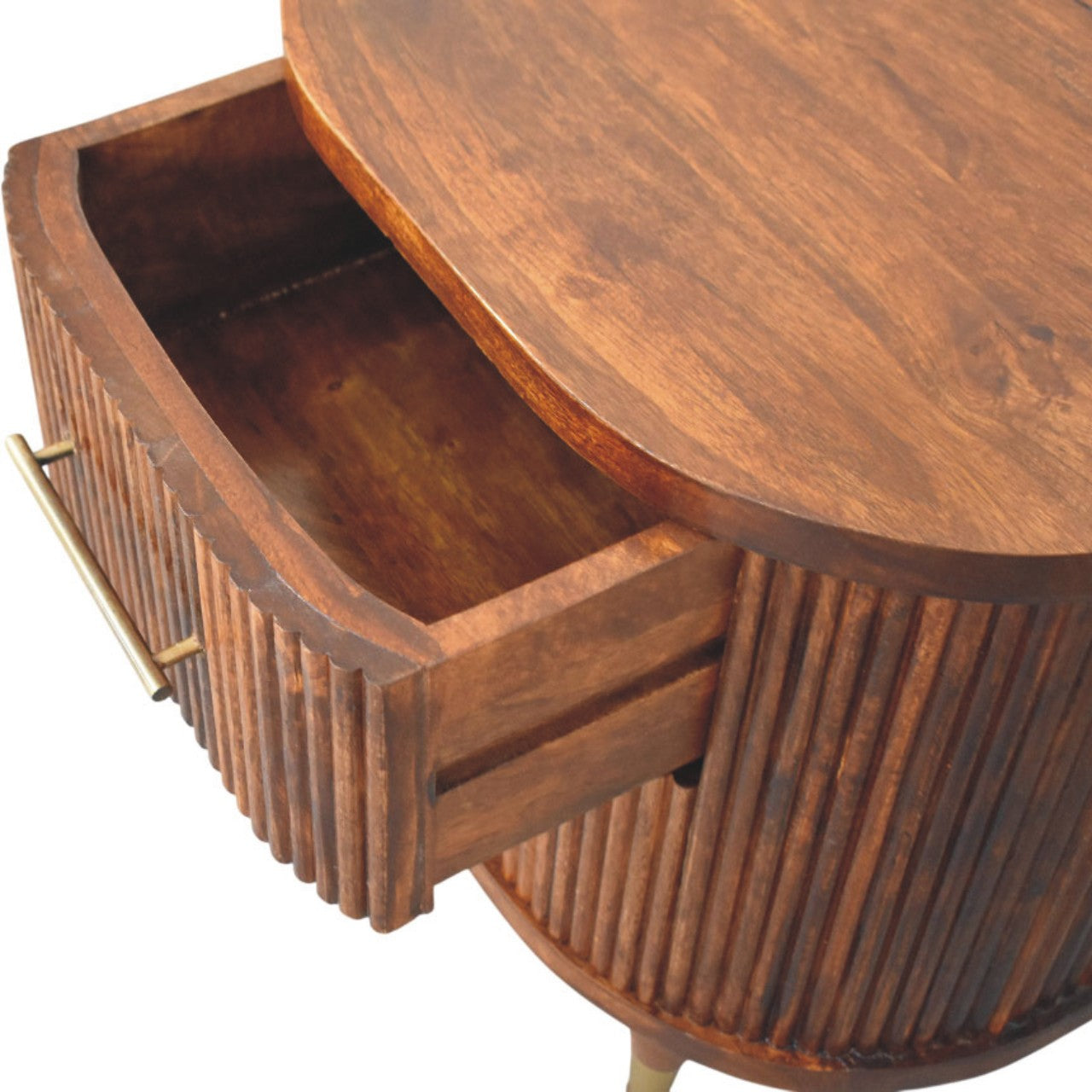 Ribbed Bedside with Brass Handles