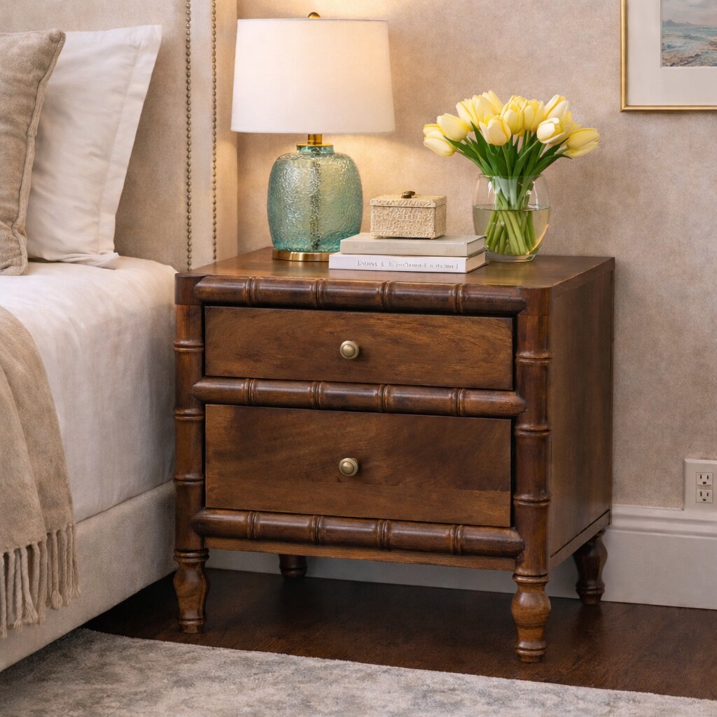 Bamboo Framed Bedside Table