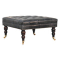 Black Leather Upholstered Ottoman