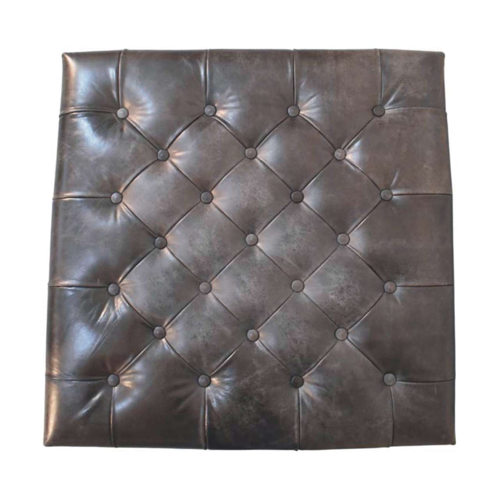 Black Leather Upholstered Ottoman