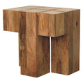 Travertine Top Block Side Table
