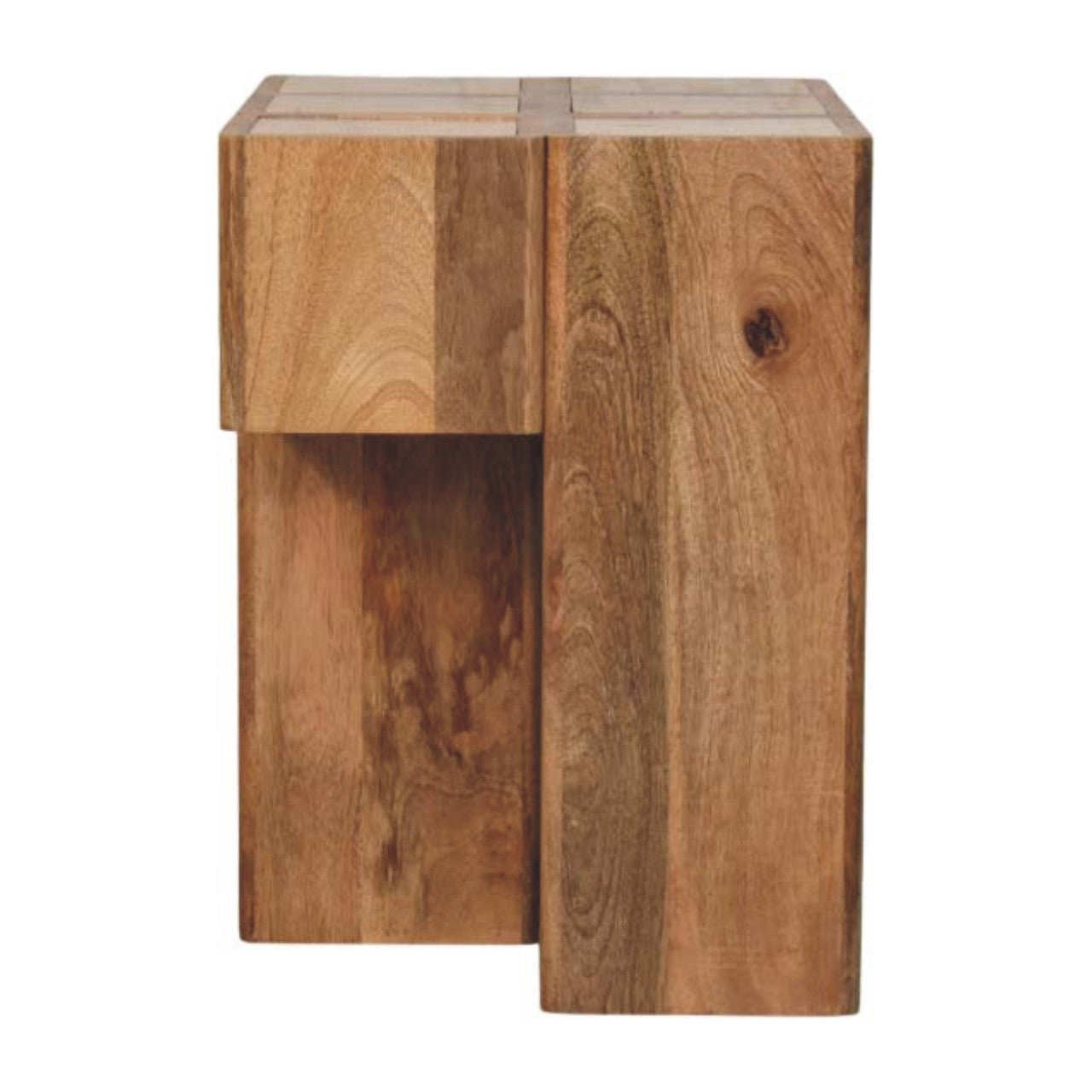 Travertine Top Block Side Table