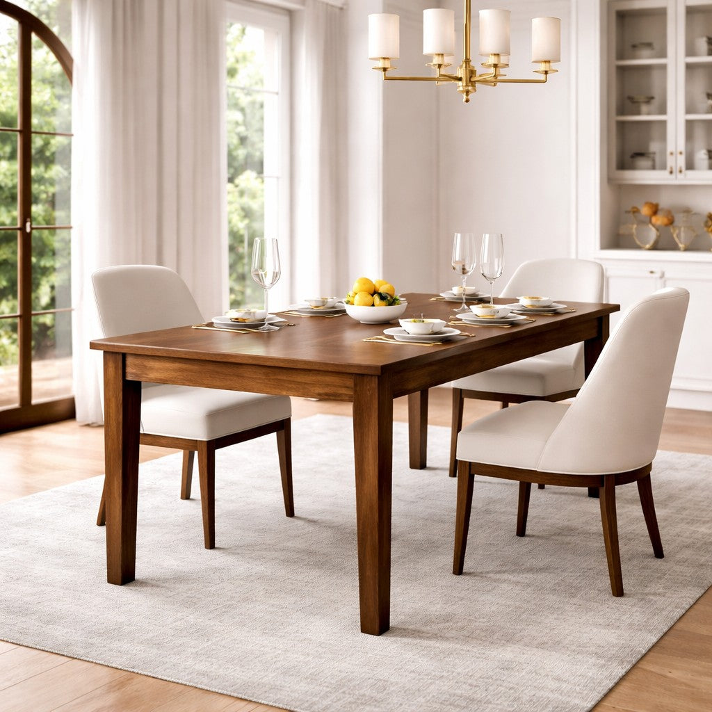 Classic Golden Teak Solid Wood Dining Table