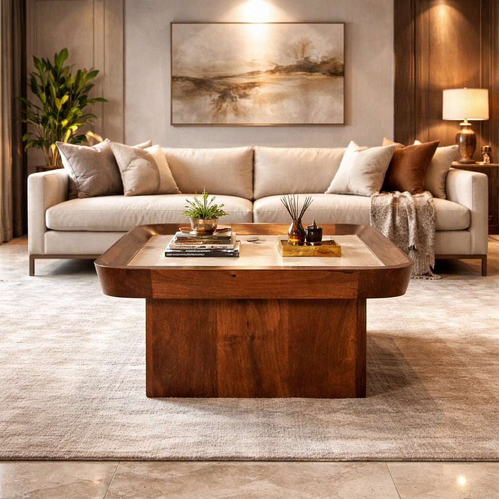 Classic Golden Teak Solid Wood Dining Table
