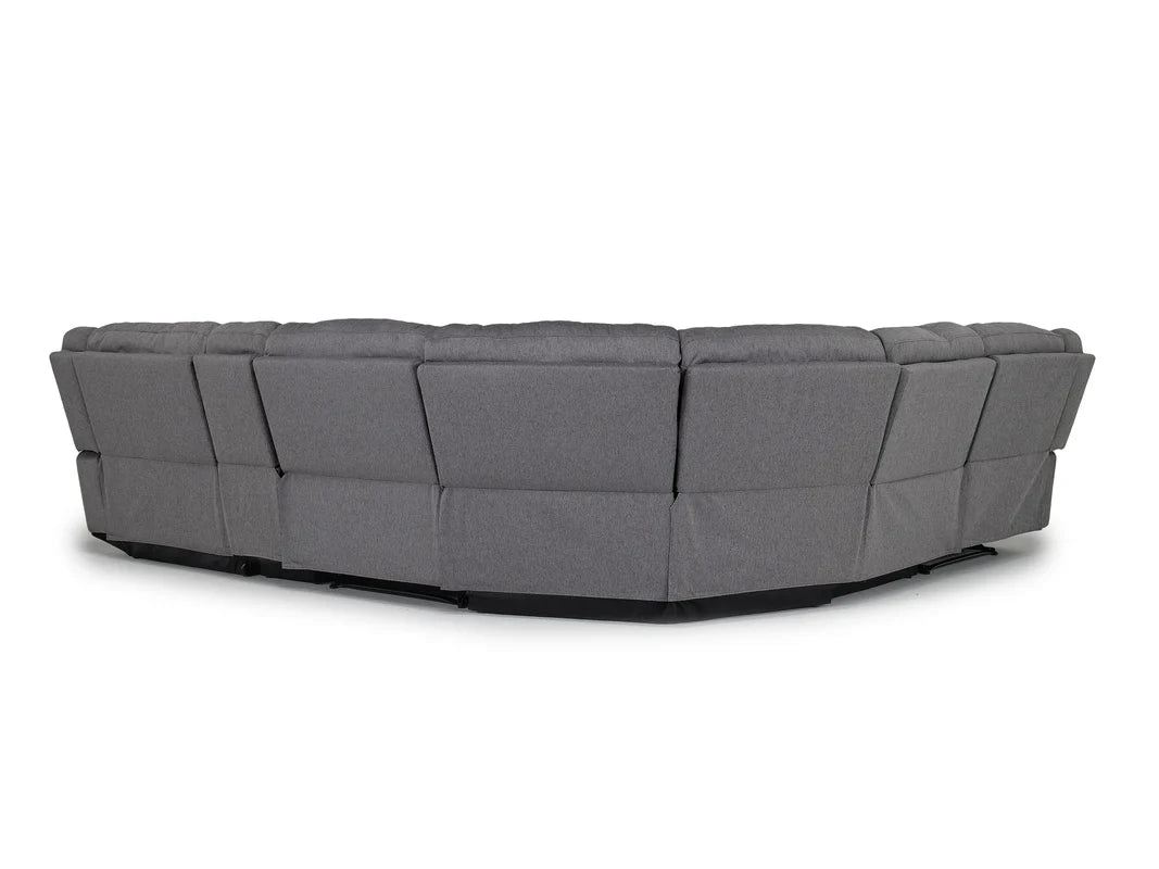 Sylas 6 Piece Reclining Chaise Sectional With Armless Recliner In Gray