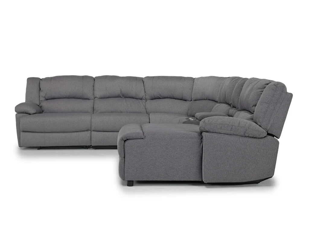Sylas 6 Piece Reclining Chaise Sectional With Armless Recliner In Gray
