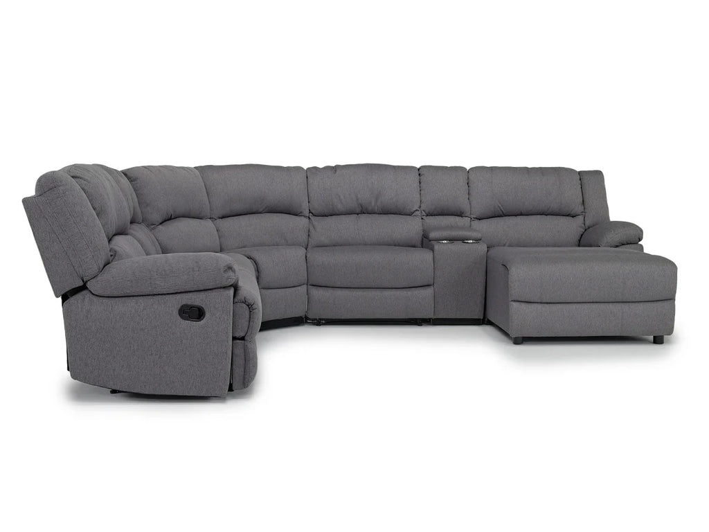Sylas 6 Piece Reclining Chaise Sectional With Armless Recliner In Gray