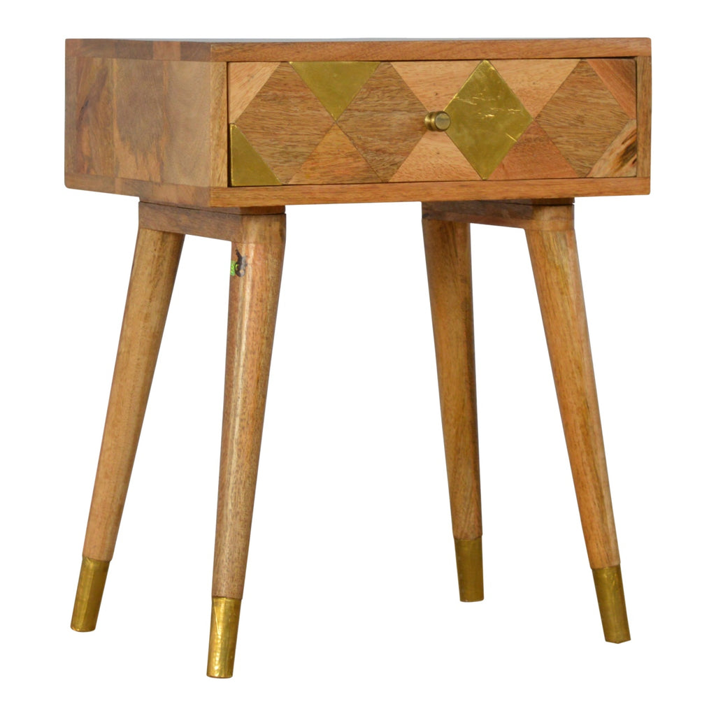 1 Drawer Gold Brass Nightstand